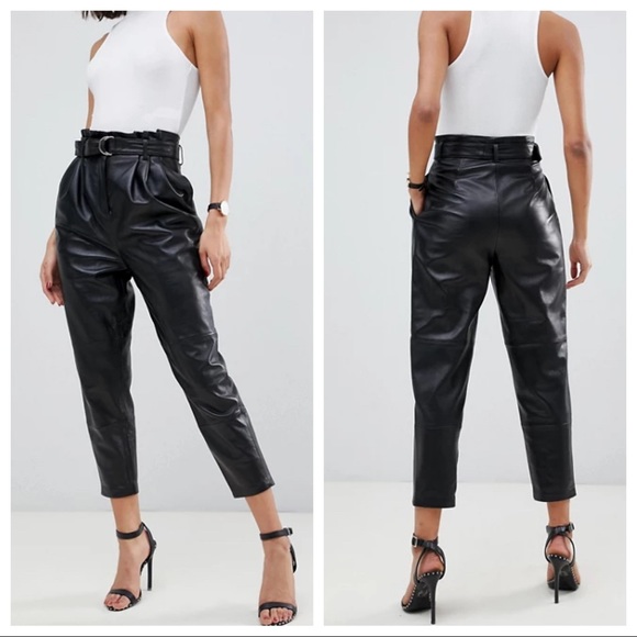 ASOS Pants - ASOS Leather Paperbag High Waist Pant